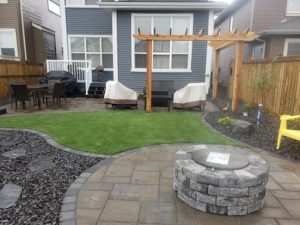 backyard with artificial turf edmonton