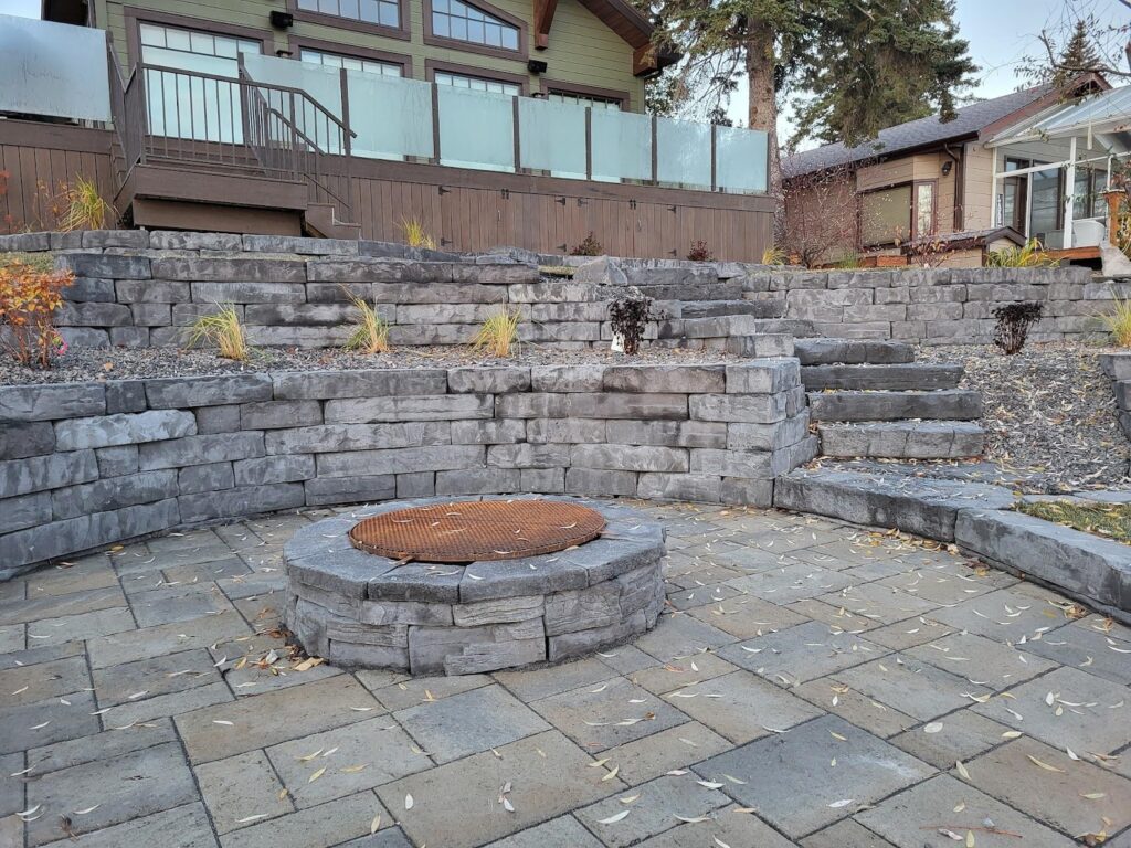 Edmonton landscaping company - brickworks landscaping - paving stone patio with retaining wall